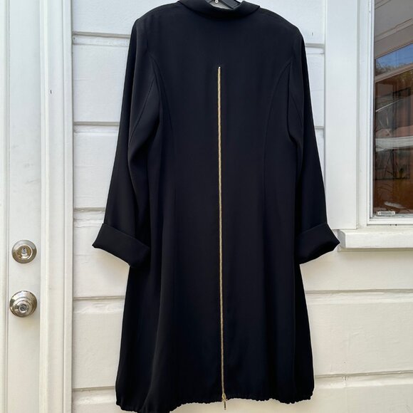 GEN by Figen Özdenak Womens Knee Length Black Flowy Jacket Gold Zip Detail EU 44 - Picture 3 of 7